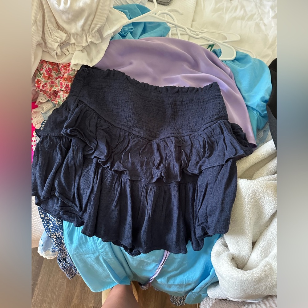 Mustard Seed Black Ruffled Mini Skort